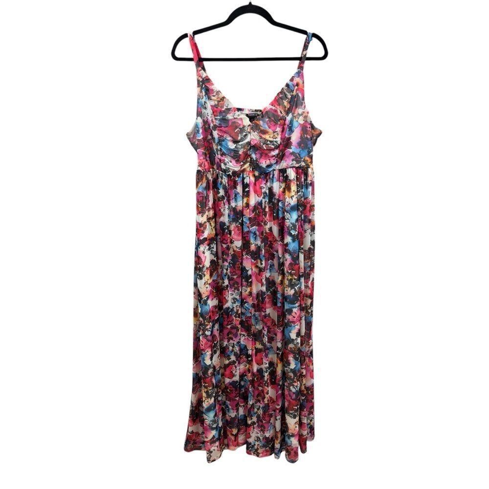 Ladies Torrid Floral Chiffon Maxi Dress Fully Lined Torrid Size 1 Regular 1X